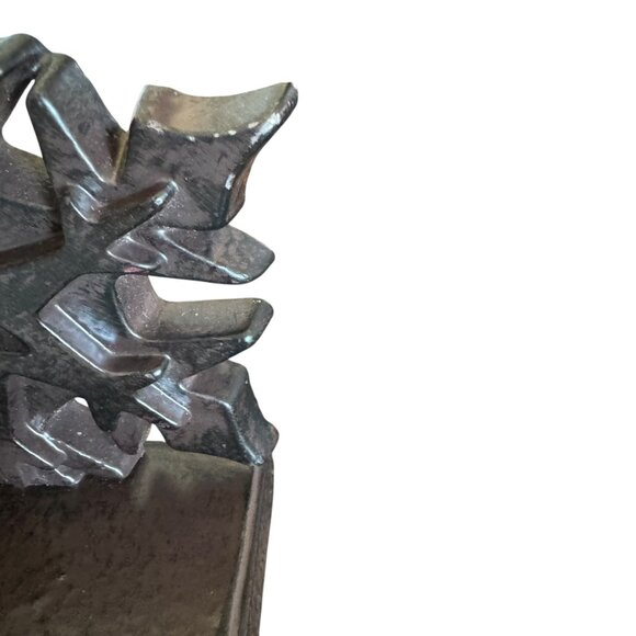 Snowflake Cast Iron Metal Christmas Mantle Stocking Holder Decor Heavy 3D Brown - Picture 7 of 14